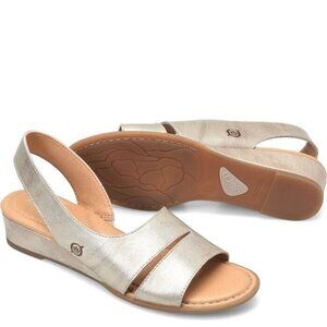 Born Womens Crista Sandals Size 7M Light Gold Leather Sling Back